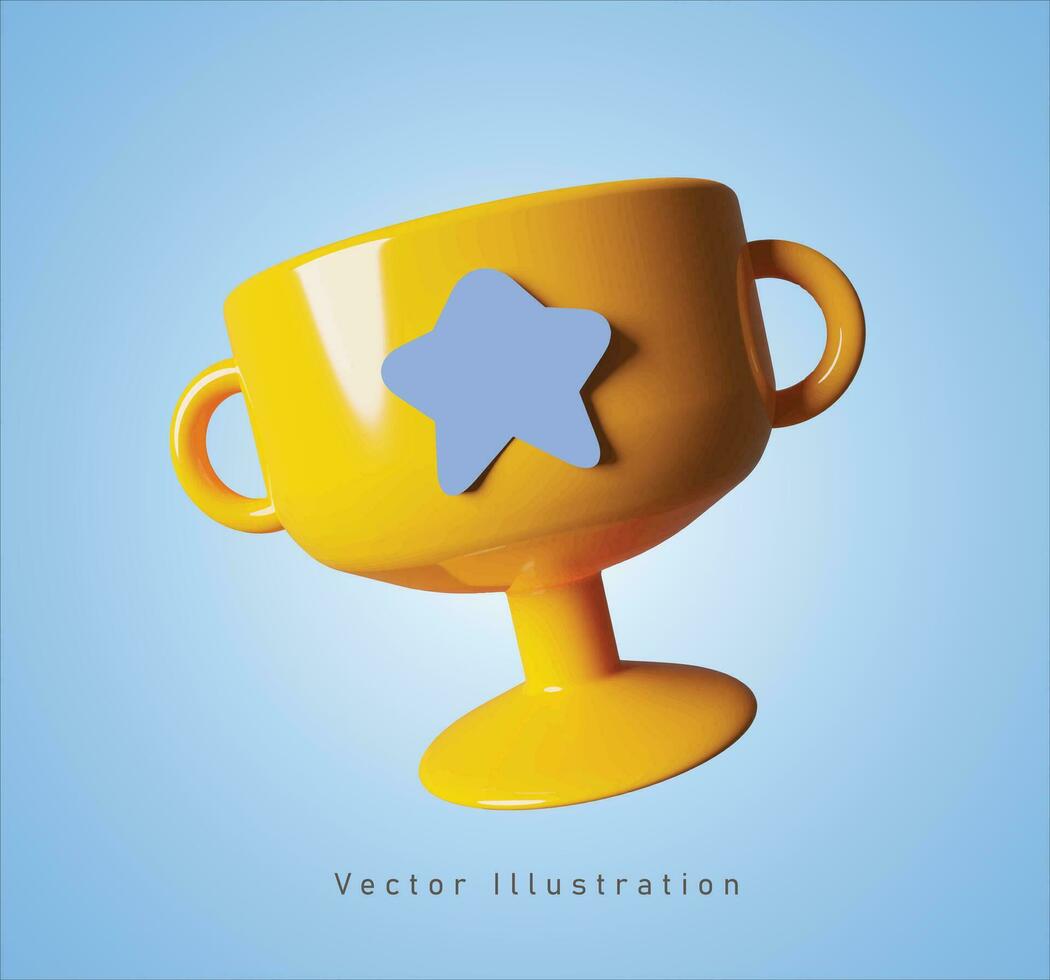 dorado taza en 3d vector ilustración