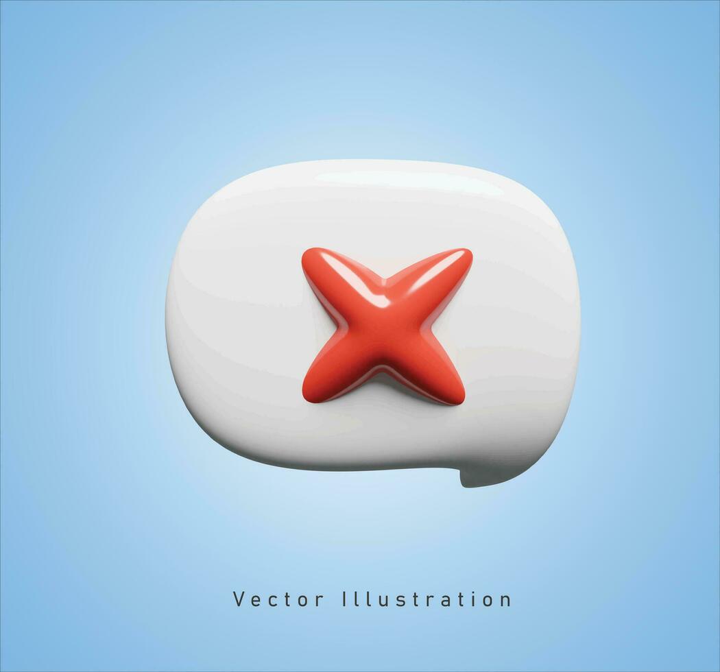prohibited chat bubble in 3d vector illustration