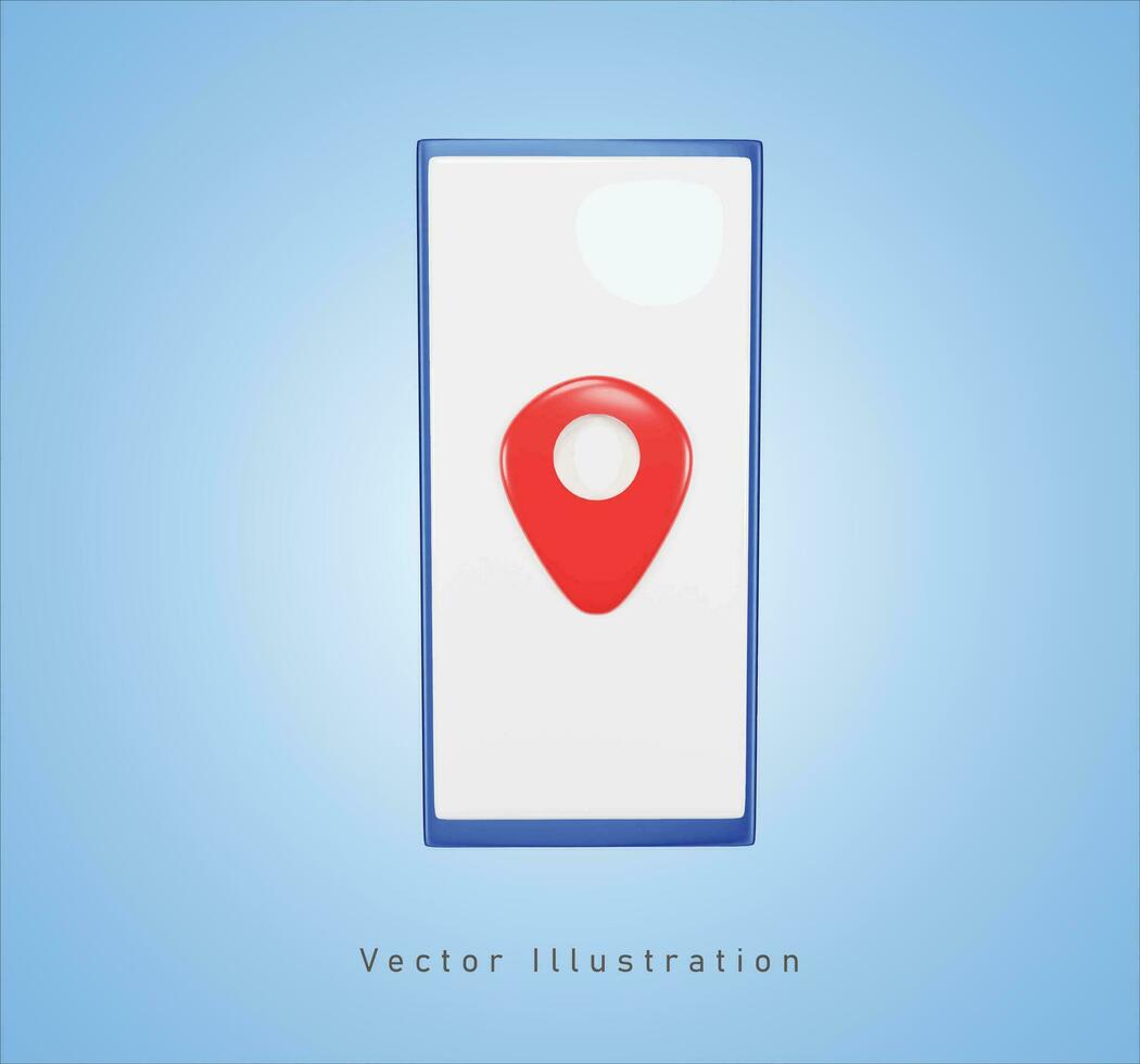 GPS punto en azul teléfono inteligente pantalla en 3d vector ilustración