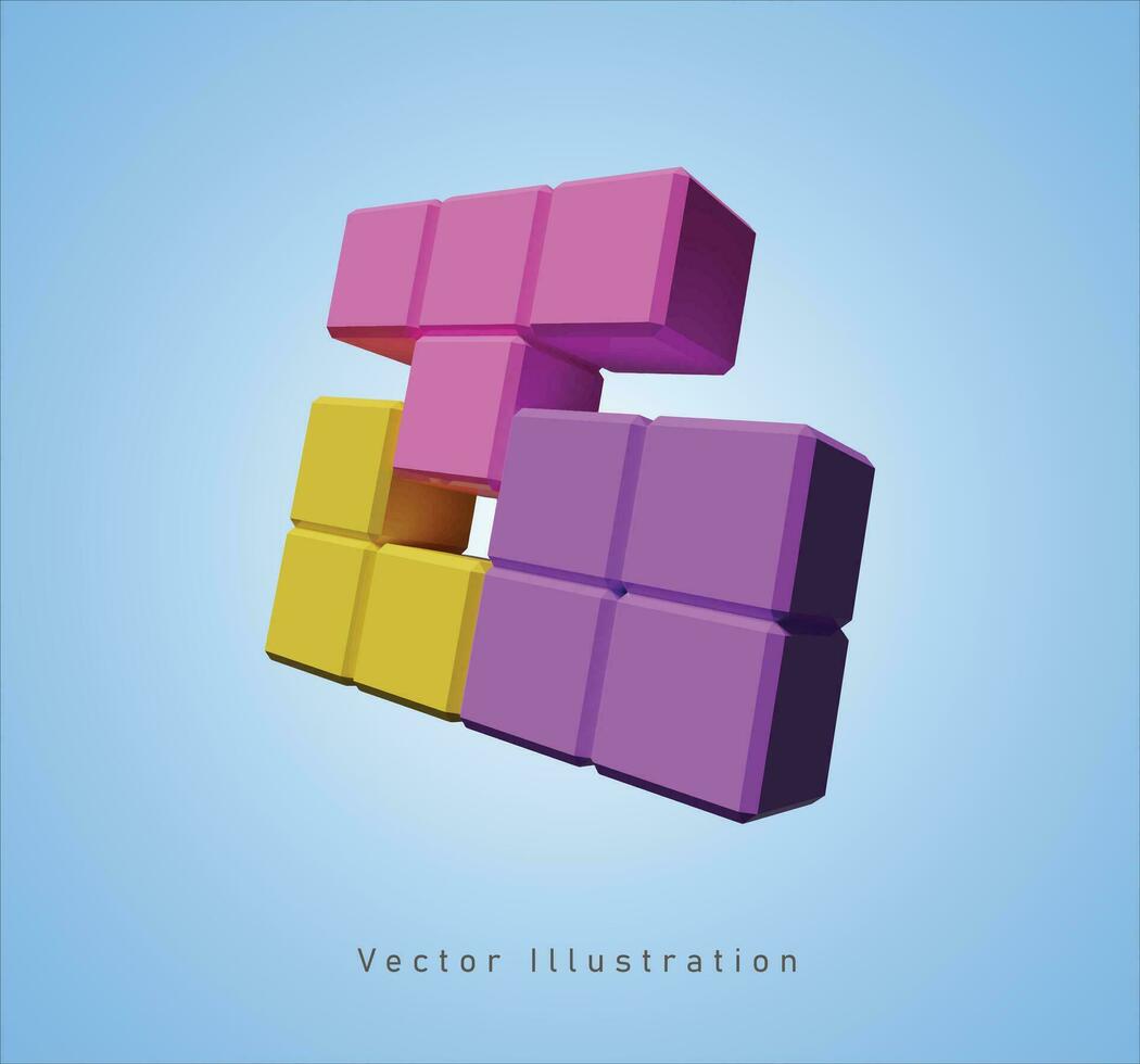 bloquear juegos firmar en 3d vector ilustración