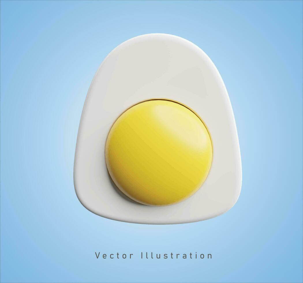 boiled egg in 3d vector illustration