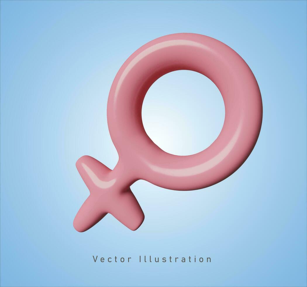hembra género firmar en 3d vector ilustración