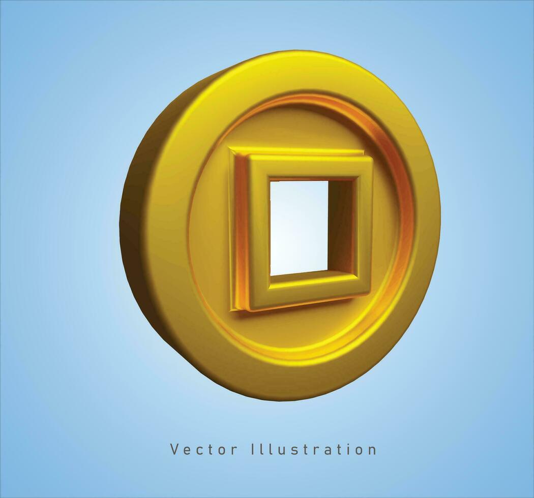 golden coin in 3d vector illustration