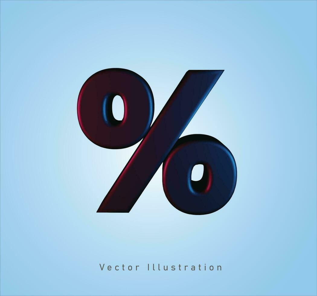 black percent in 3d vector illustration