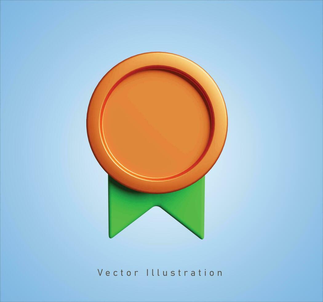 bronze medal in 3d vector illustration