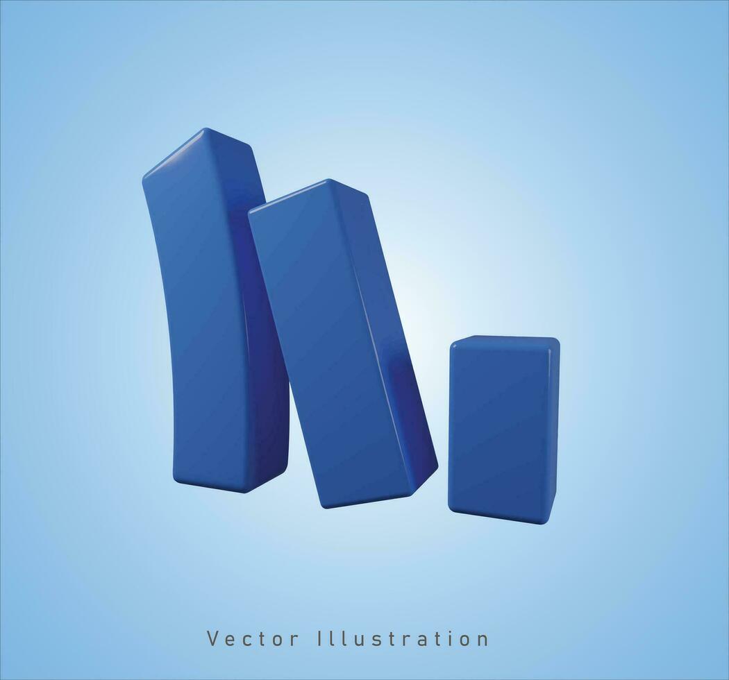 blue block chart in 3d vector illustration