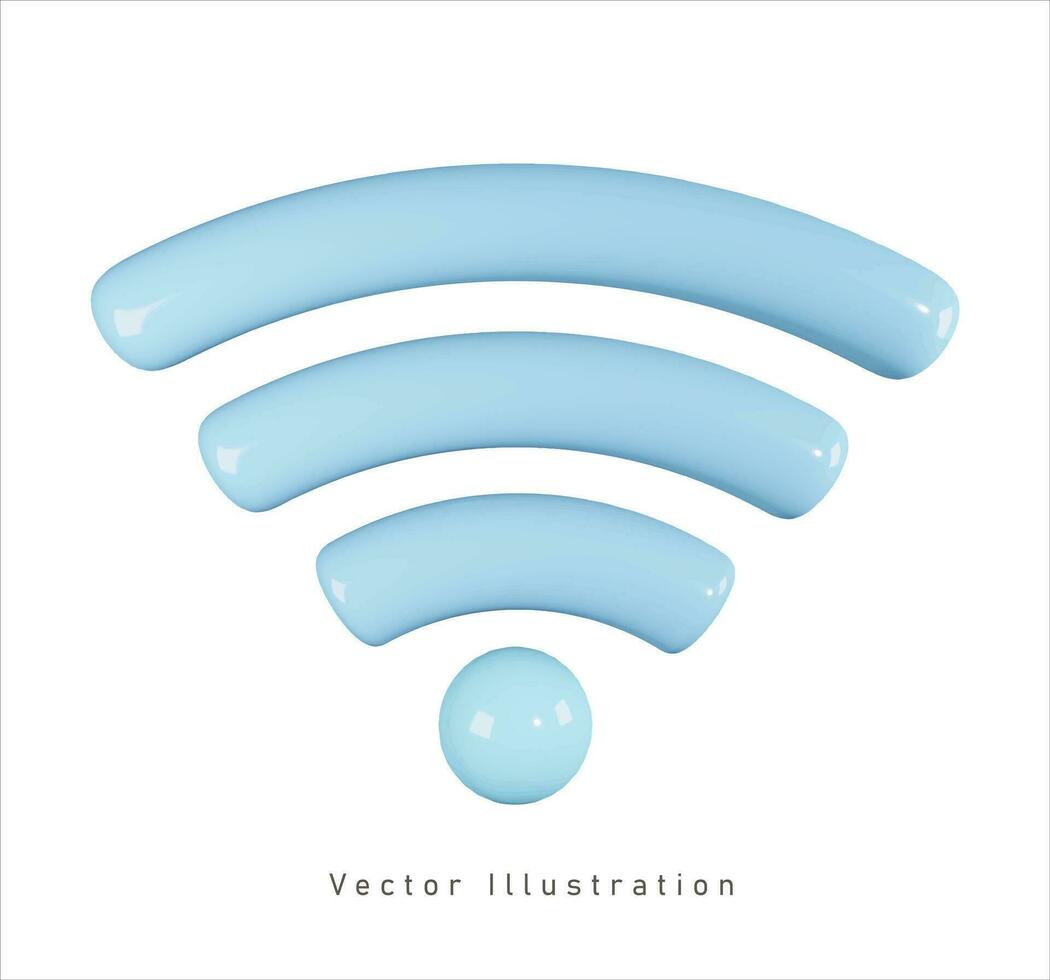 blue wifi sign in 3d vector illustration