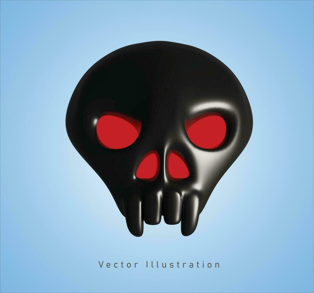 black skull head in 3d vector illustration