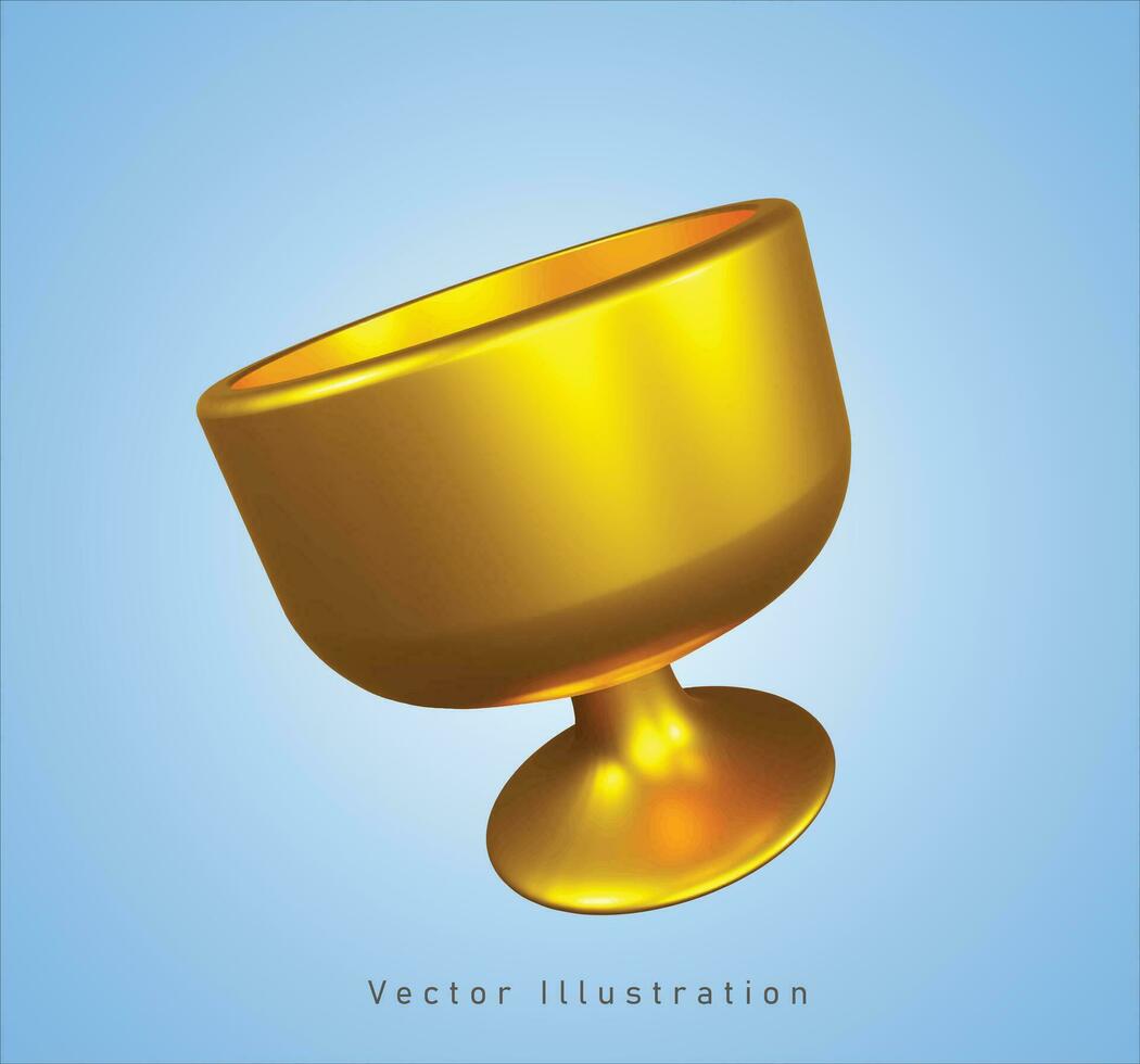 dorado taza en 3d vector ilustración