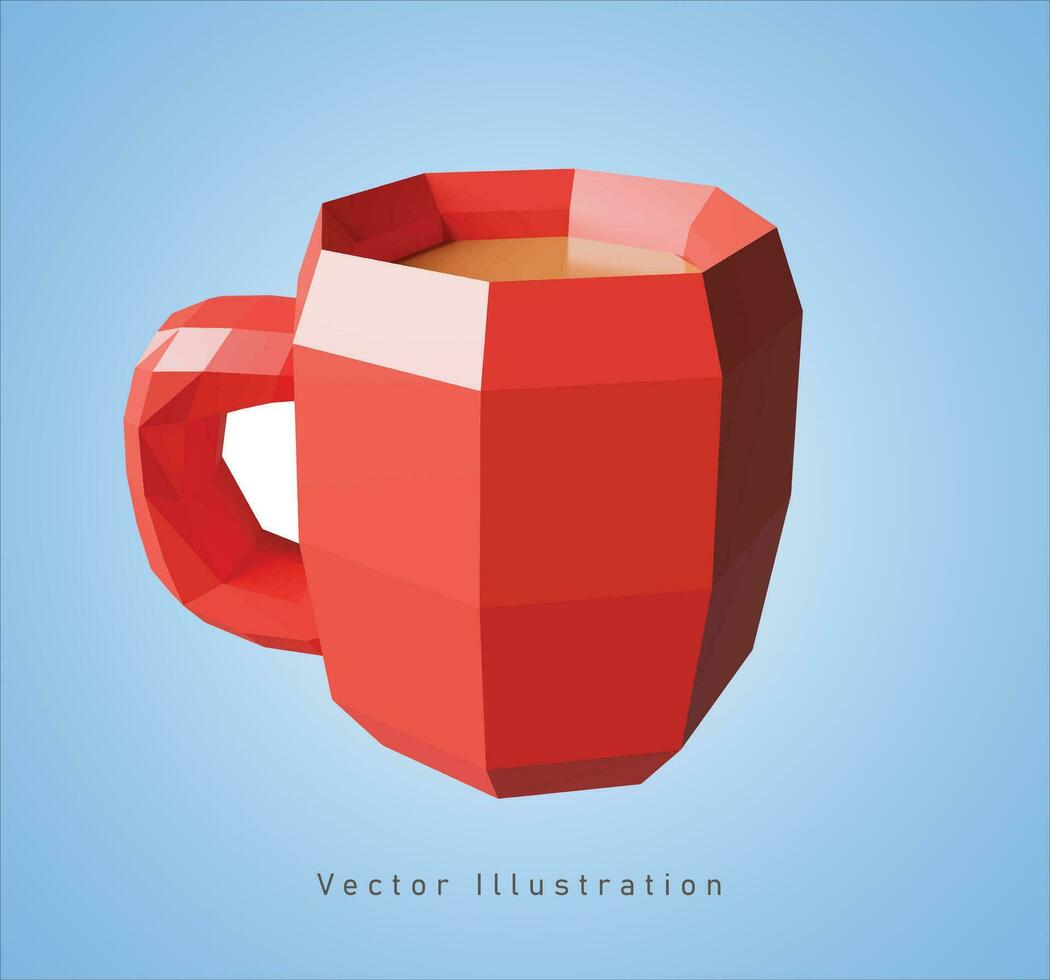 low poly glass cup in 3d vector illustration