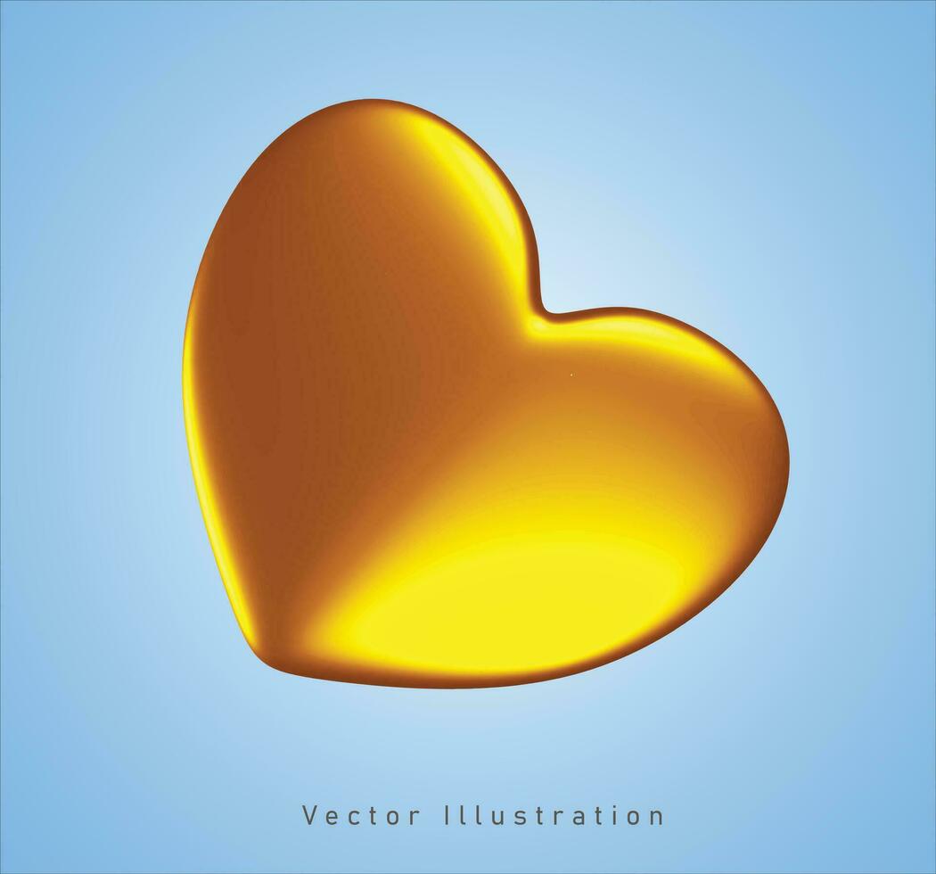 golden love in 3d vector illustration