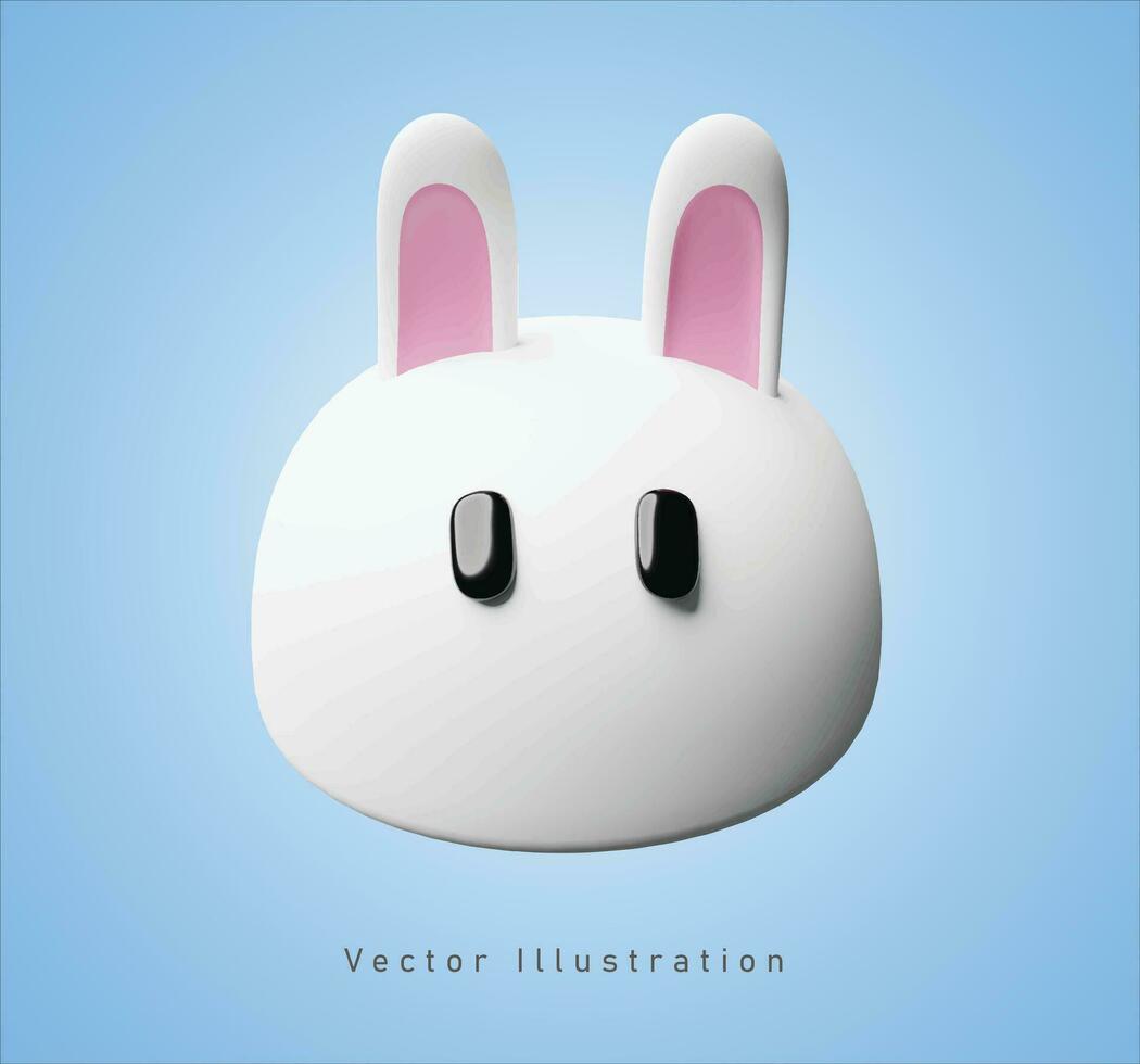 linda Conejo en 3d vector ilustración