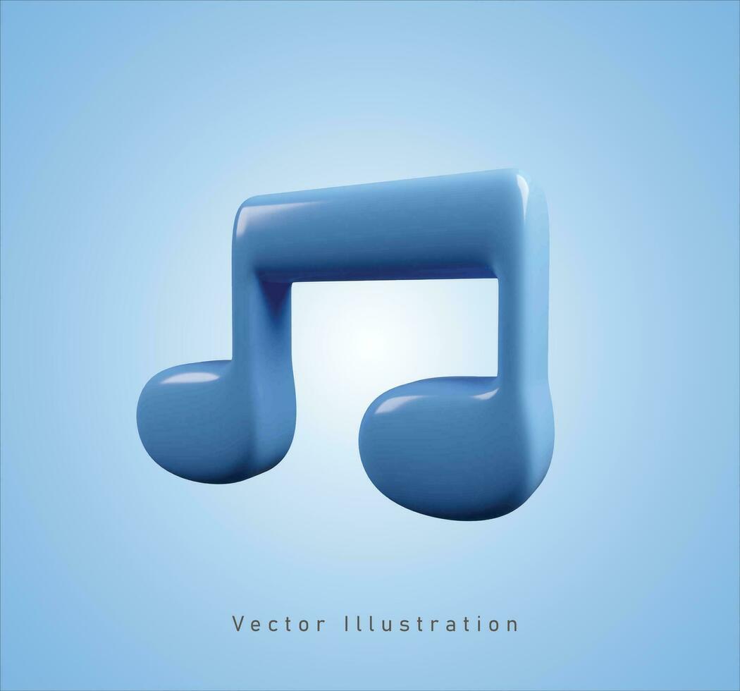 blue music sign in 3d vector illustration