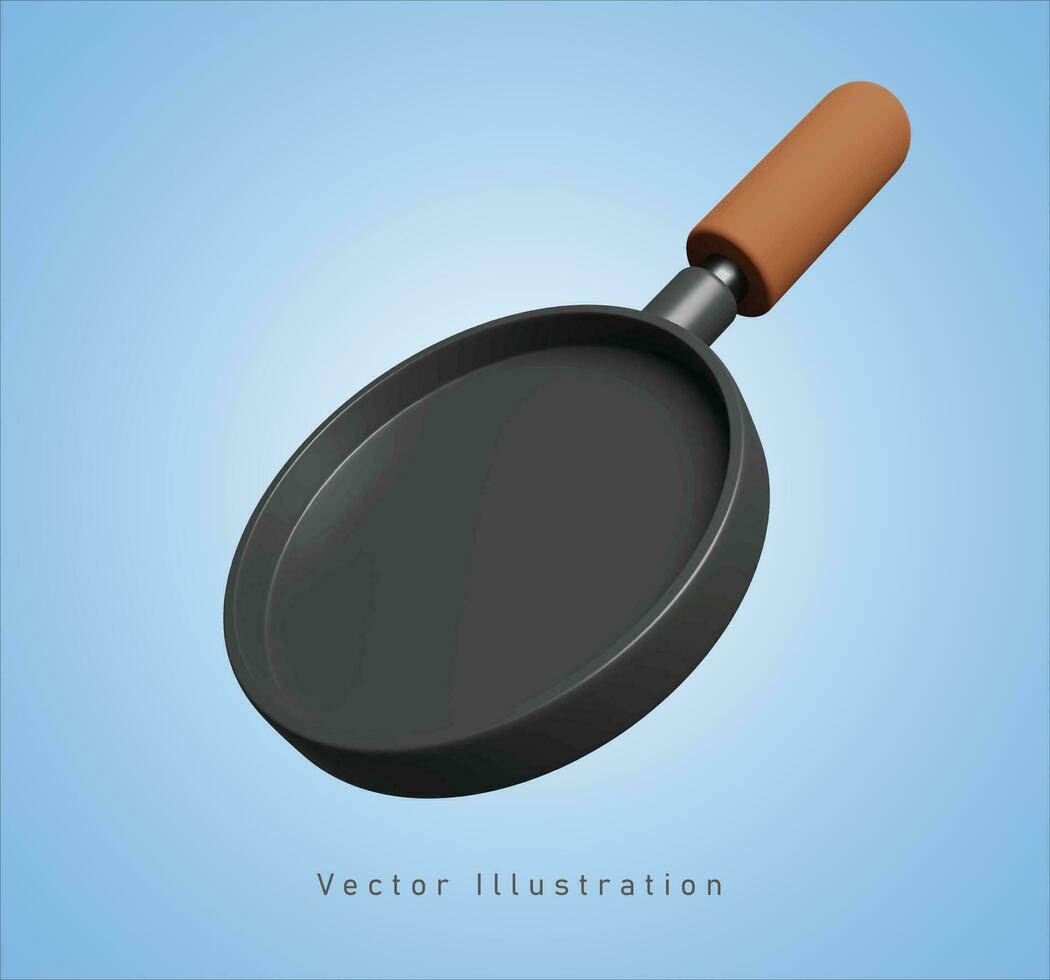 frying pan in 3d vector illustration