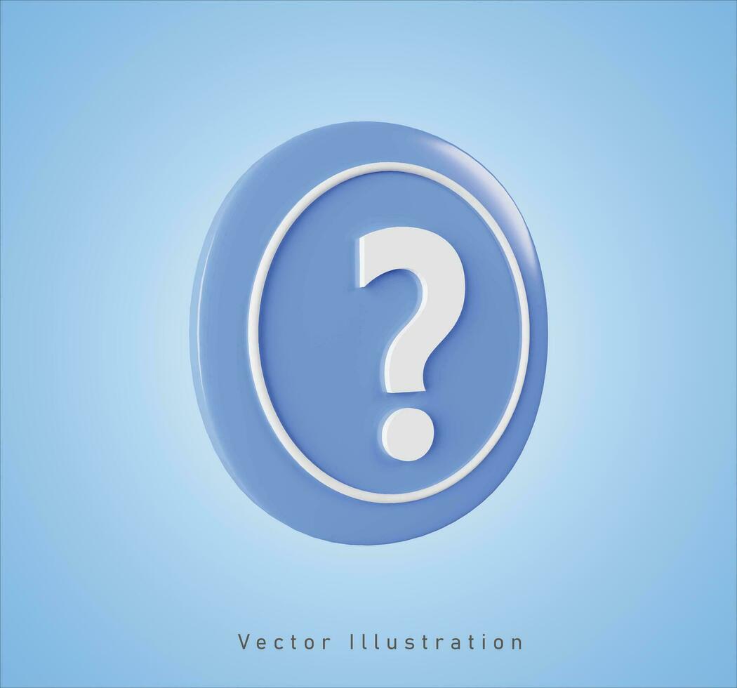 question button sign in 3d vector illustration