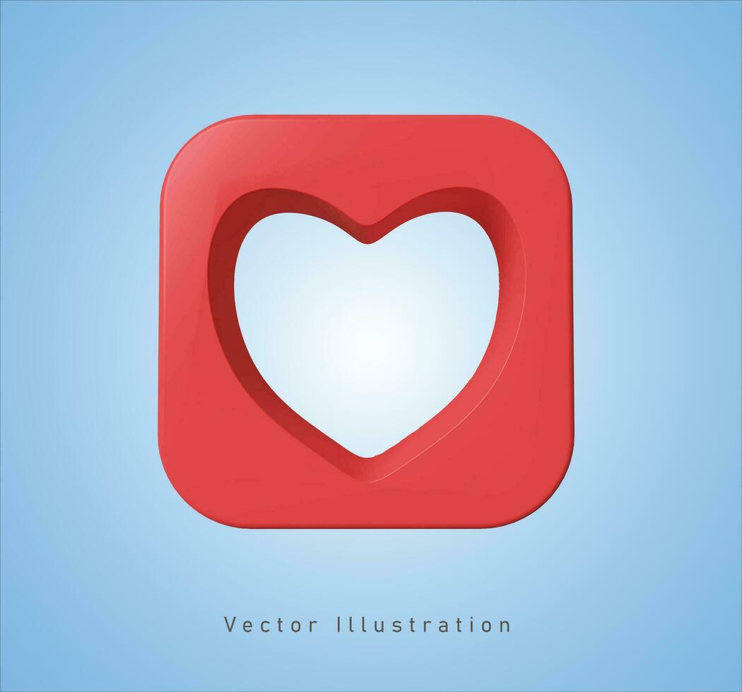 square shape with love hole in 3d vector illustration