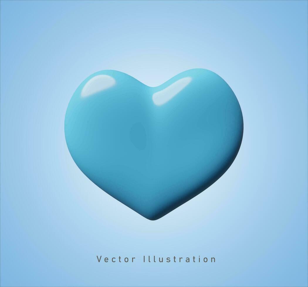 blue love sign in 3d vector illustration