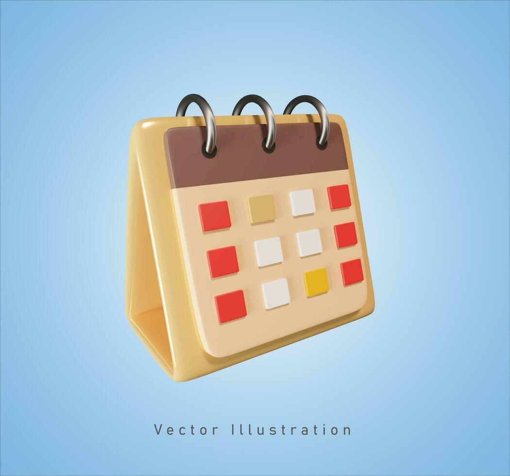 calendario firmar en 3d vector ilustración