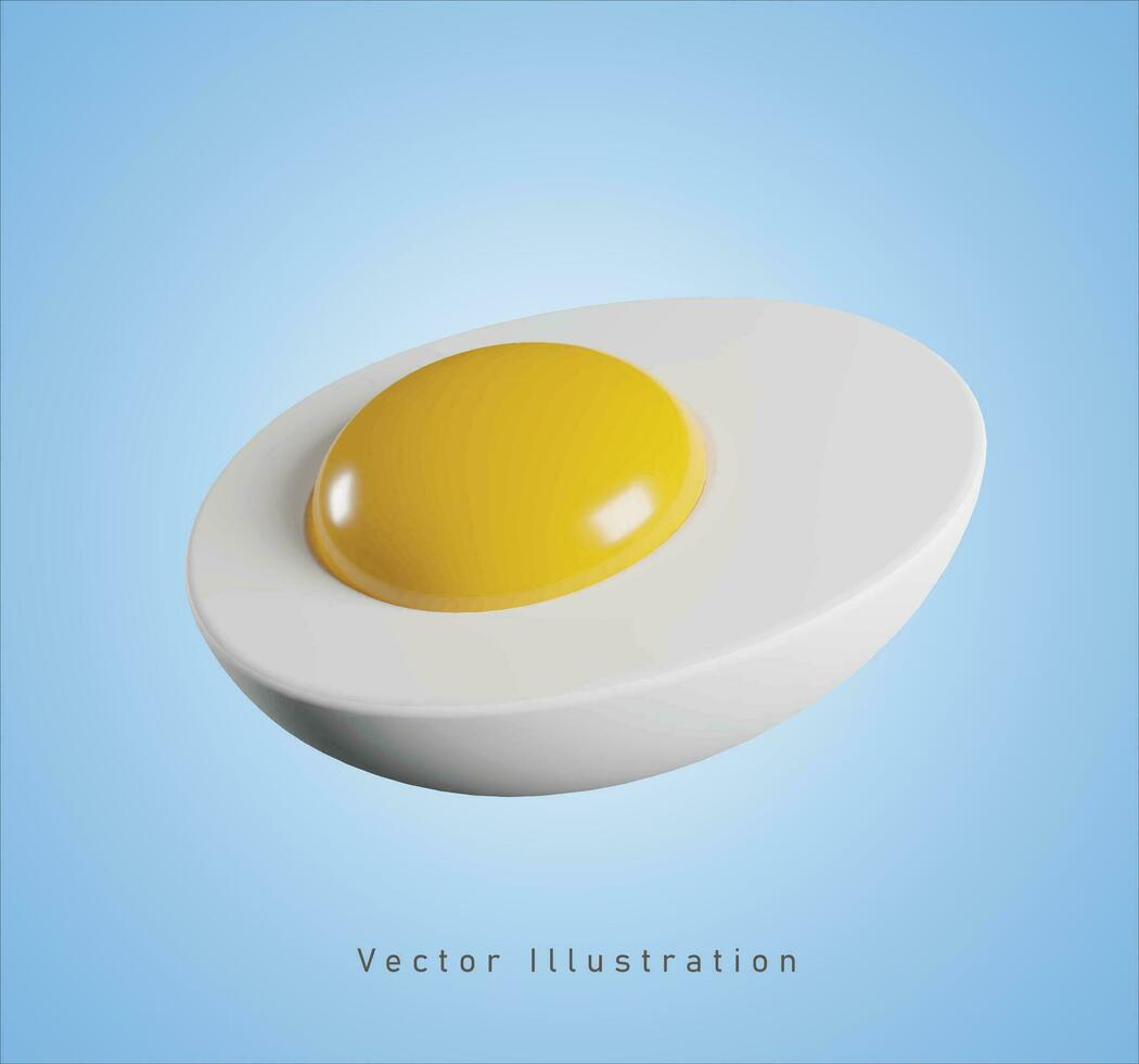 boiled egg in 3d vector illustration