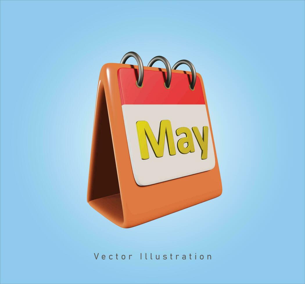 may calendar in 3d vector illustration