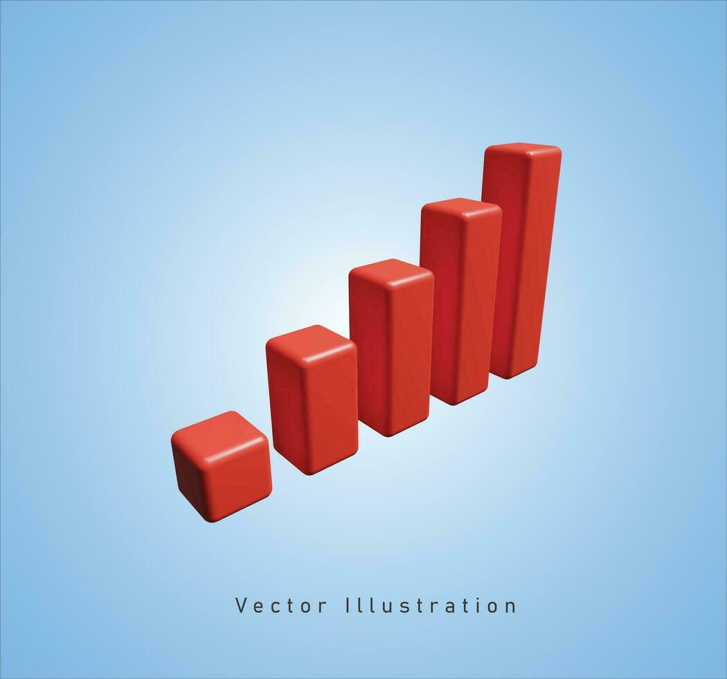 red chart in 3d vector illustration