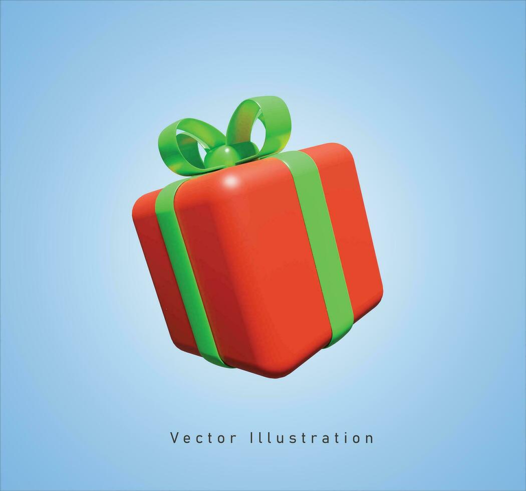 rojo regalo caja en 3d vector ilustración