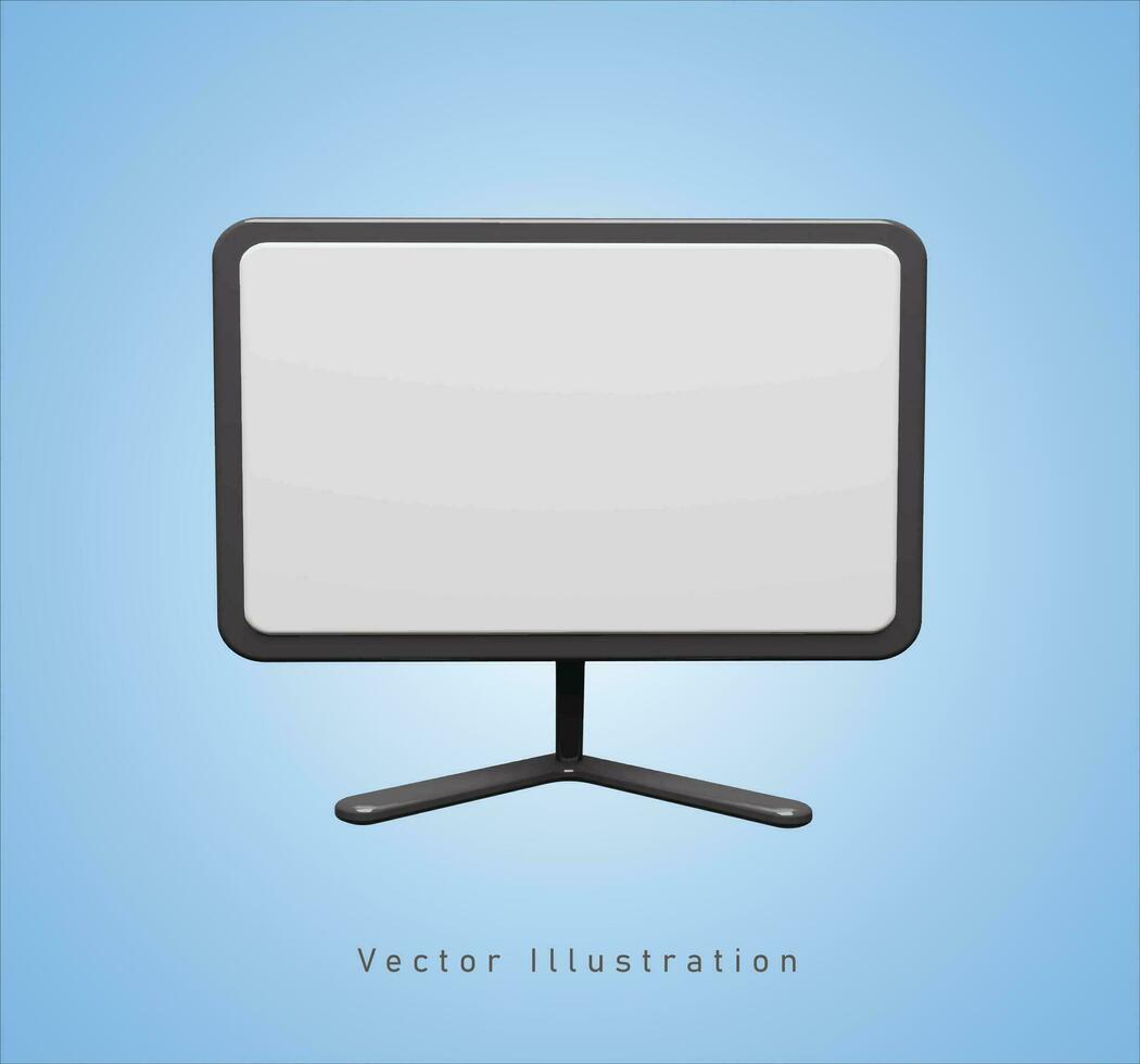 blank monitor in 3d vector illustration