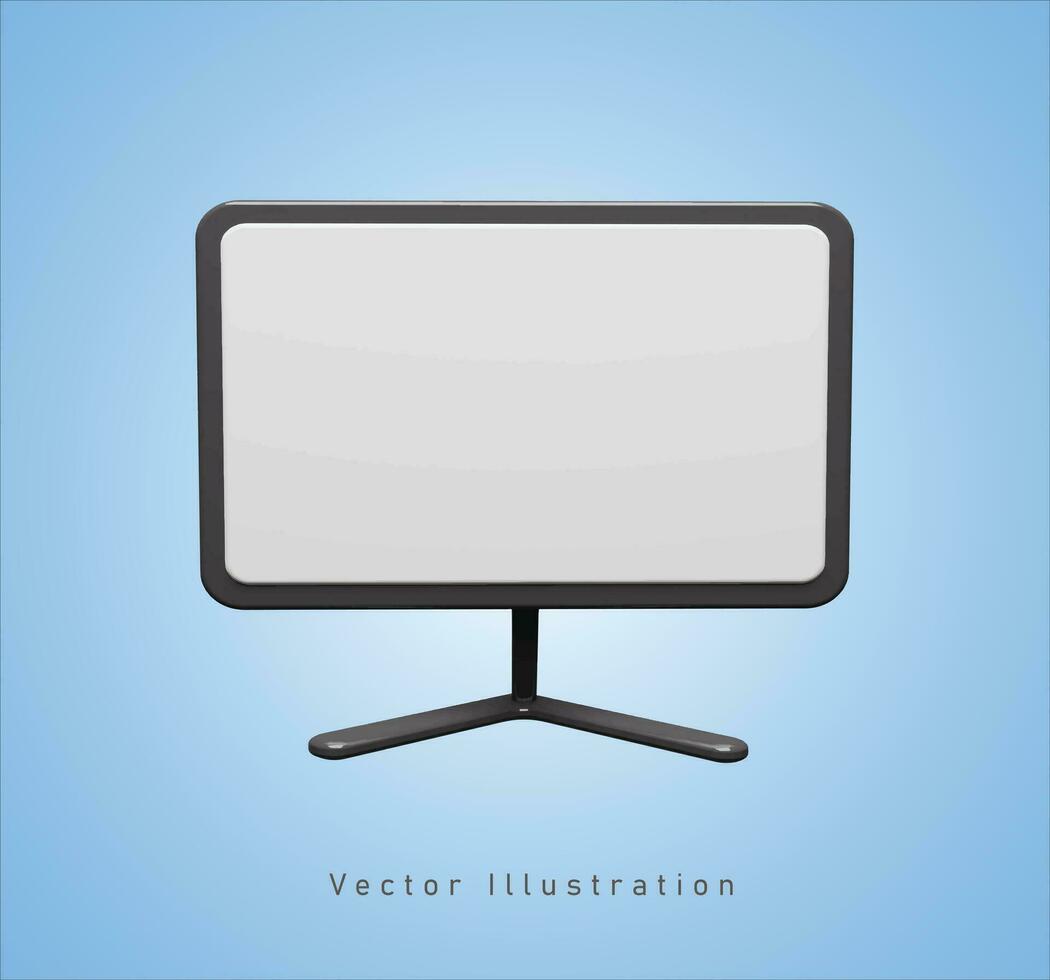 blanco monitor en 3d vector ilustración