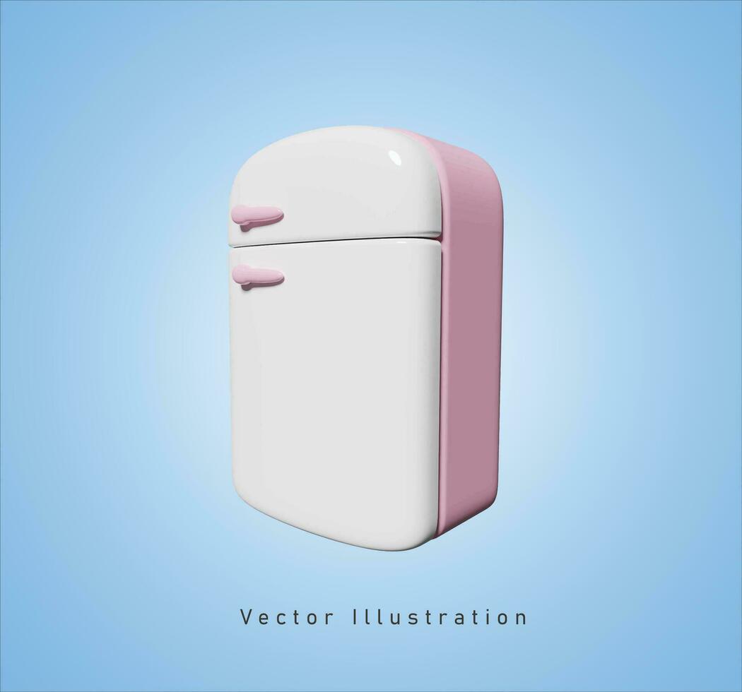 white refrigerator in 3d vector illustration