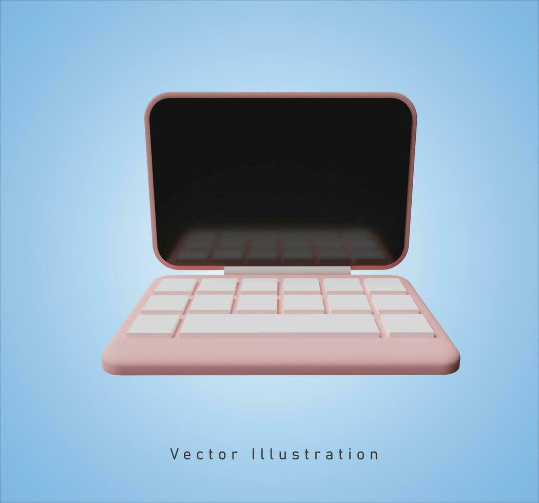 rosado ordenador portátil en 3d vector ilustración