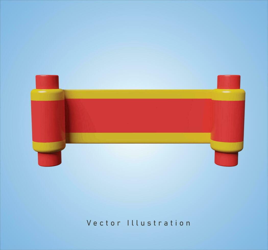 red scroll in 3d vector illustration