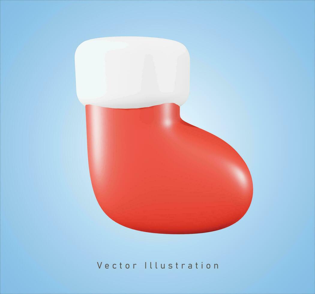 rojo calcetín en 3d vector ilustración