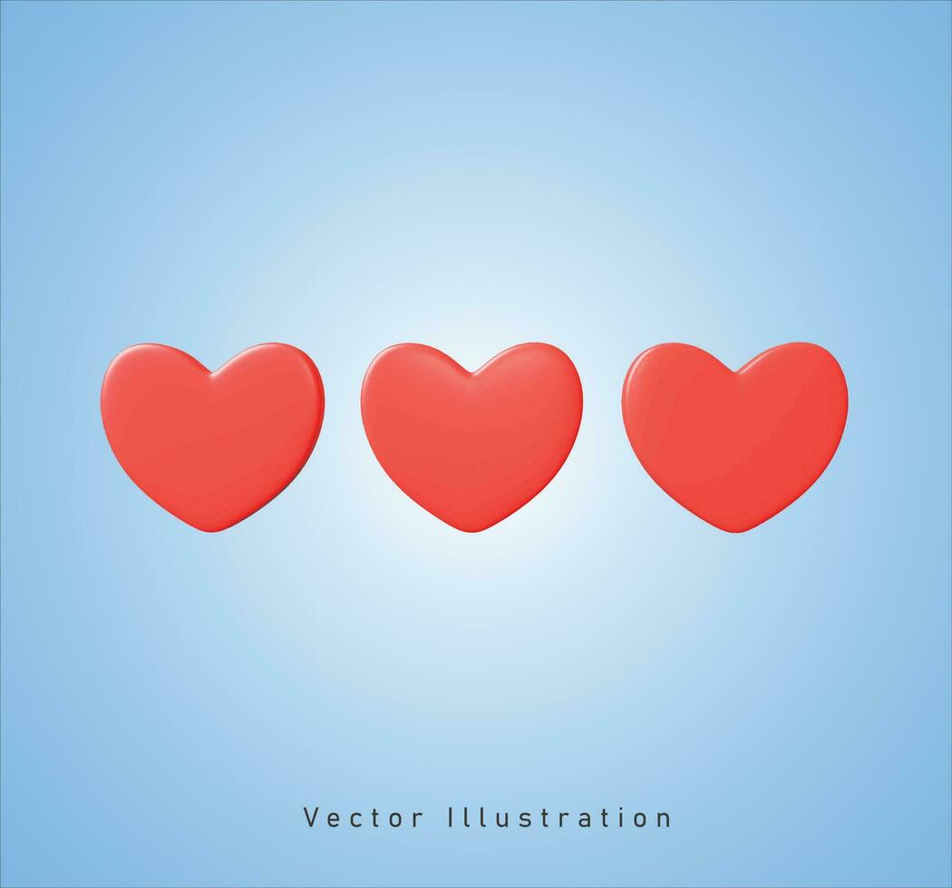 Tres amor firmar en 3d vector ilustración