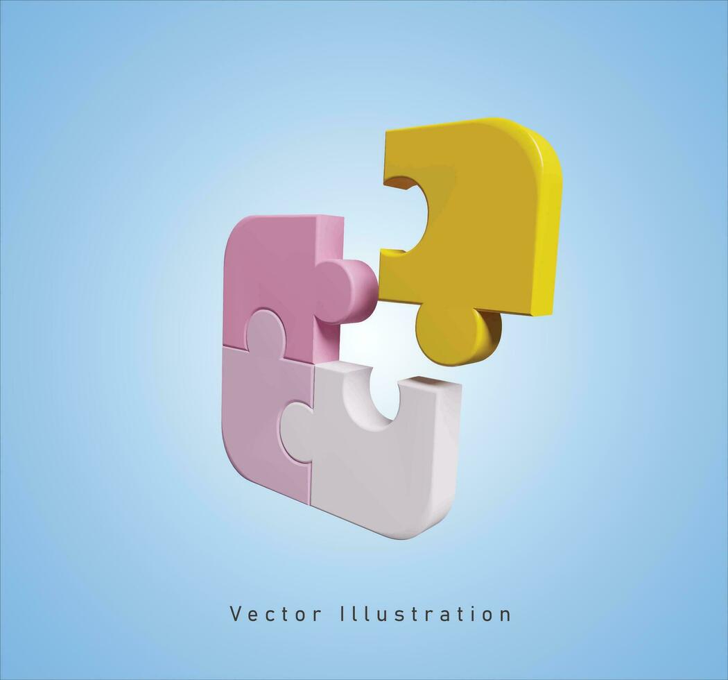 puzzle piece in 3d vector illustration