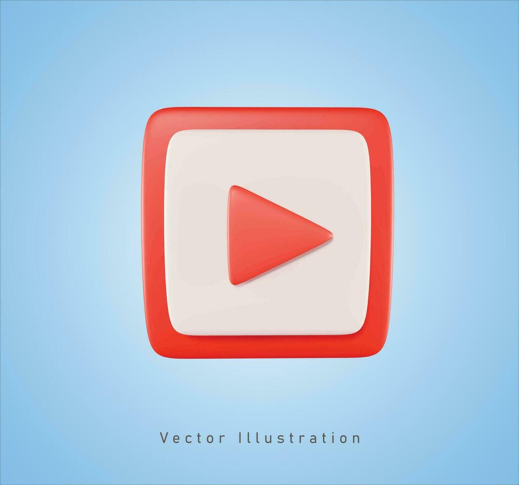 media button sign in 3d vector illustration