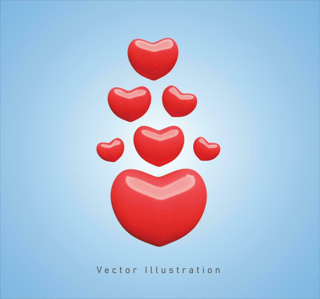 loves balloon in 3d vector illustration