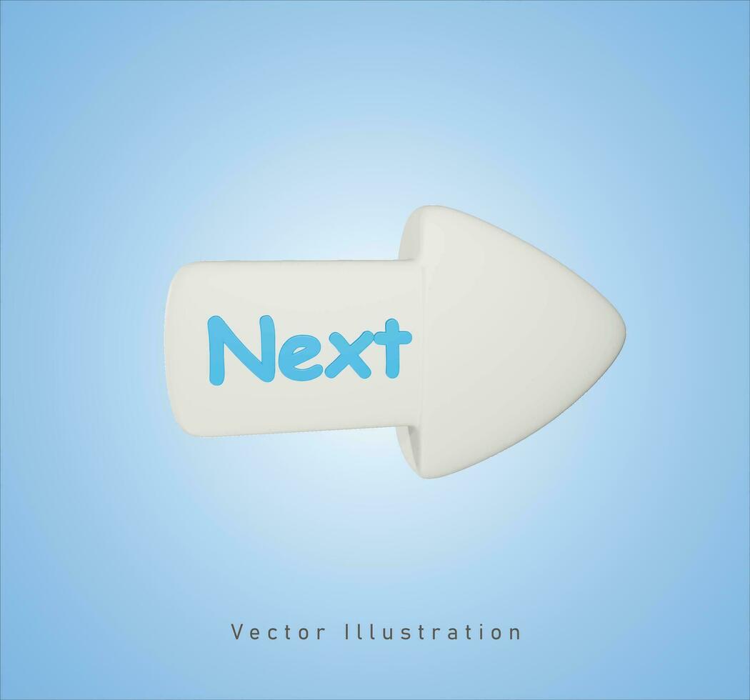 next white arrow in 3d vector illustration