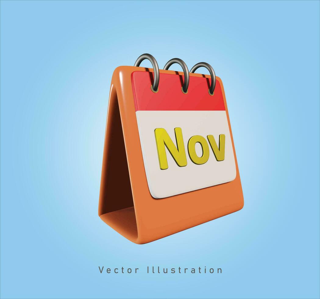 November calendar sign in 3d vector illustration