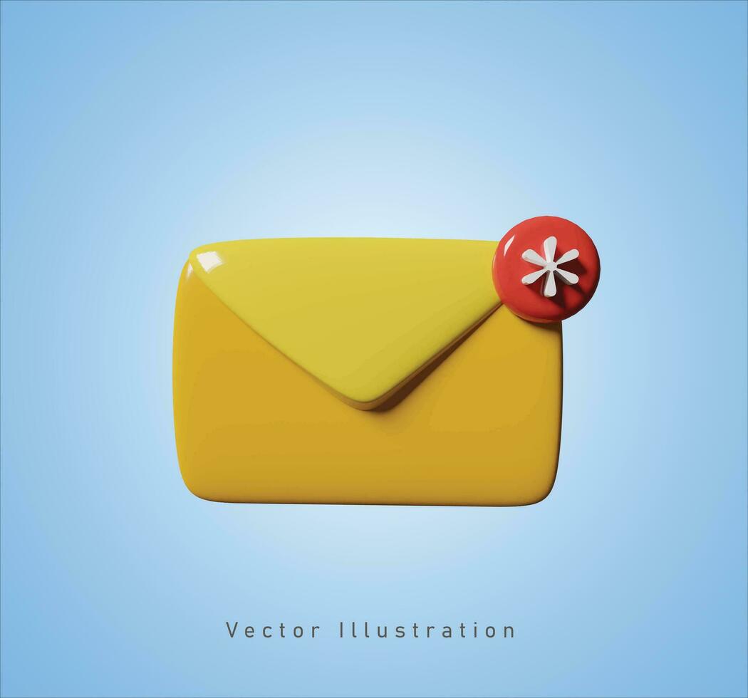 nuevo mensaje notificación en 3d vector ilustración