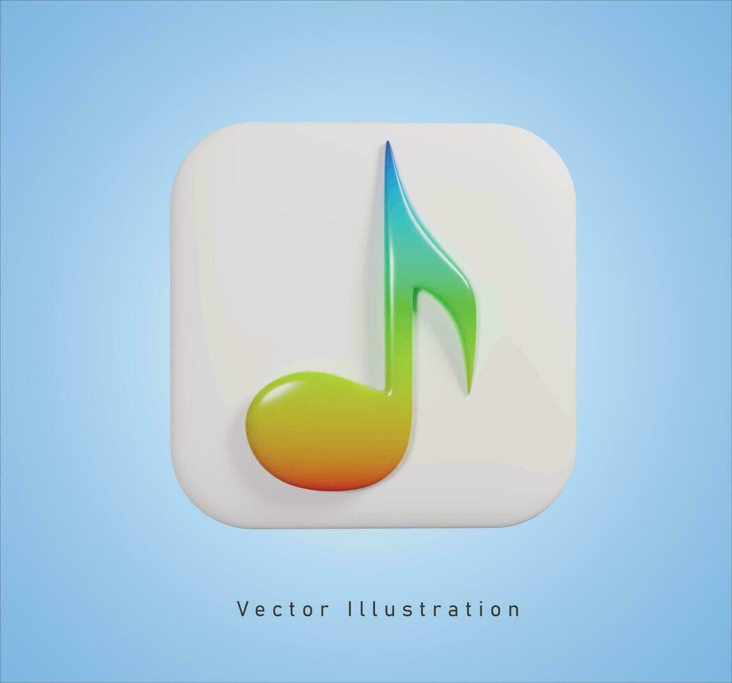 degradado música Nota en 3d vector ilustración