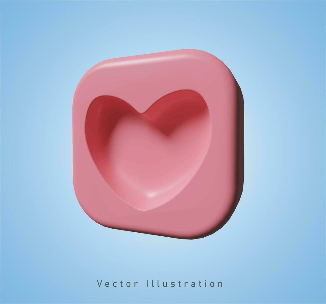 love mold shape in 3d vector illustration