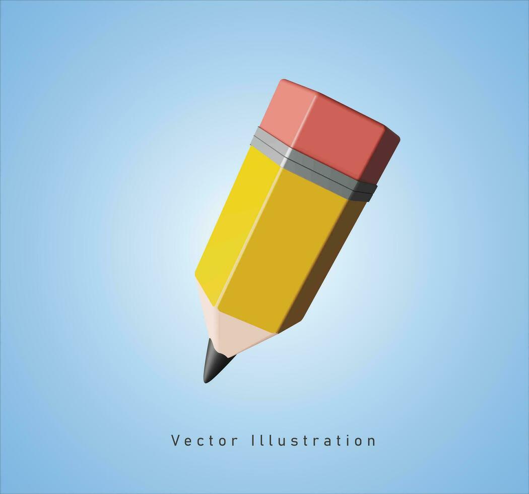 short pencil in 3d vector illustration