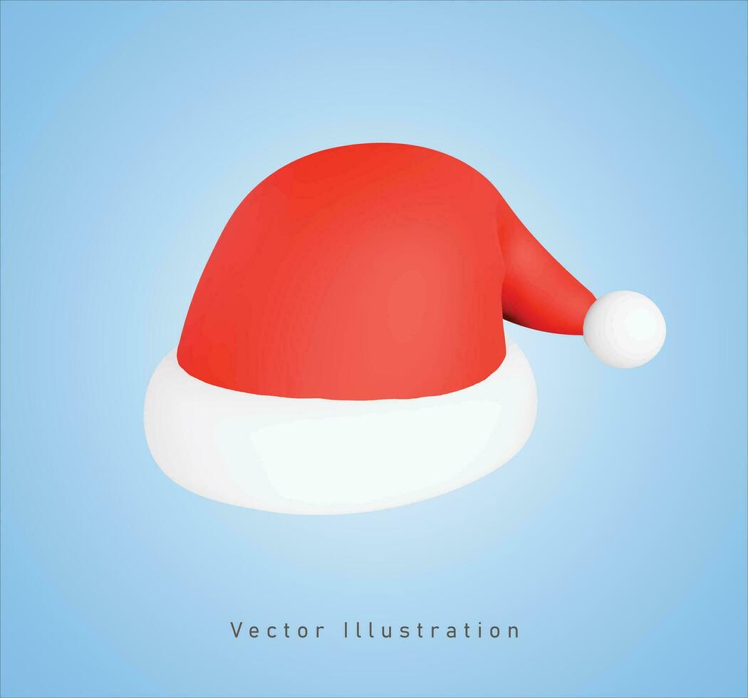 santa hat in 3d vector illustration