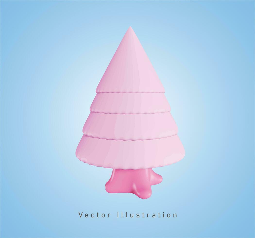 rosado abeto árbol en 3d vector ilustración
