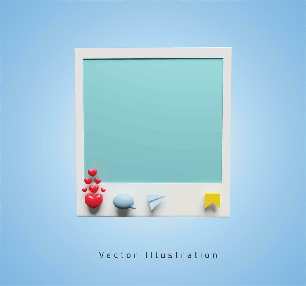 social media post frame in 3d vector illustration