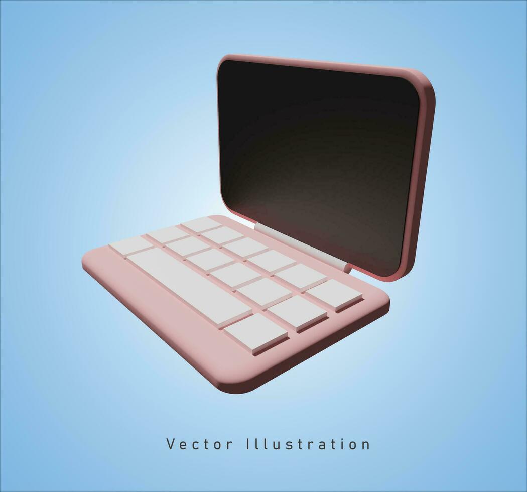 rosado ordenador portátil en 3d vector ilustración