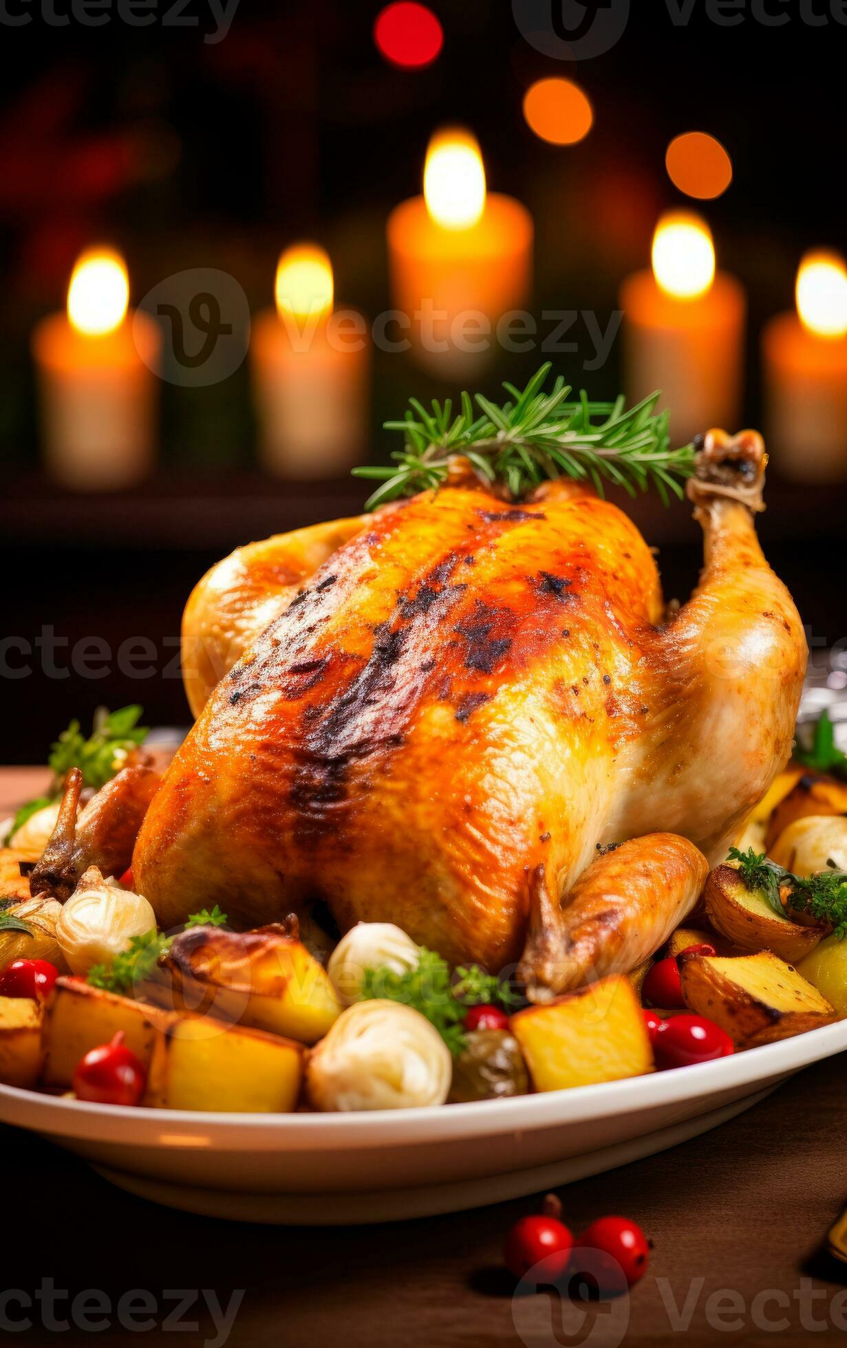 Traditional Dinner With Delicious Roasted Turkey Served And Copy Space as-low-as-1-33-a-serving-cheap-dinner-ideas-for-families-3-meals
