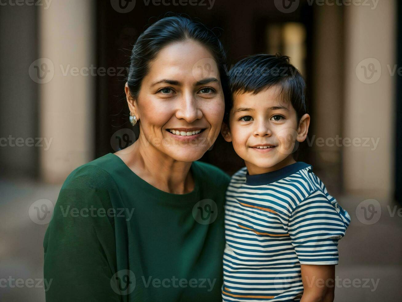 photo of happy family mother and son, generative AI