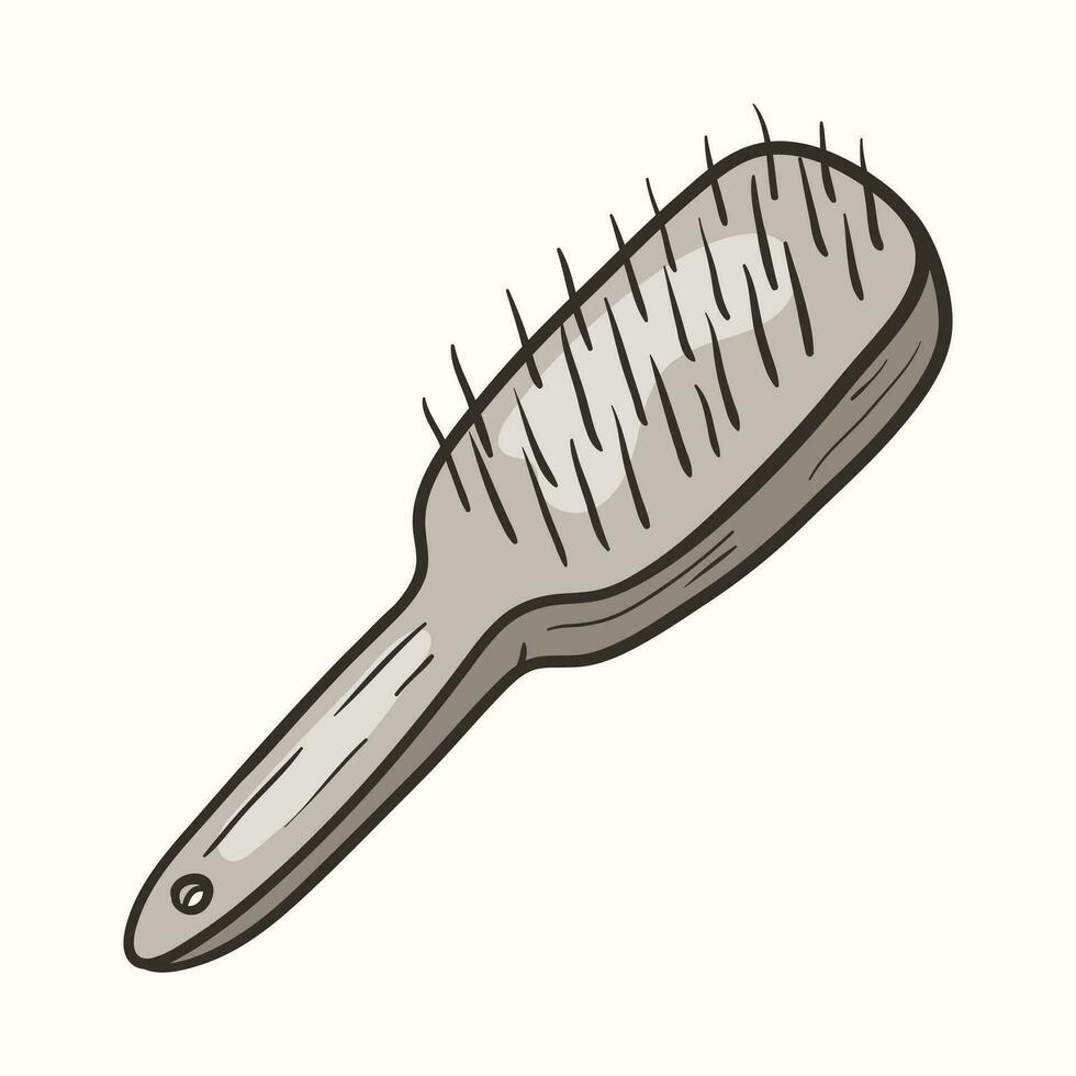 Vector doodle illustration of massage hairbrush isolated on white background.
