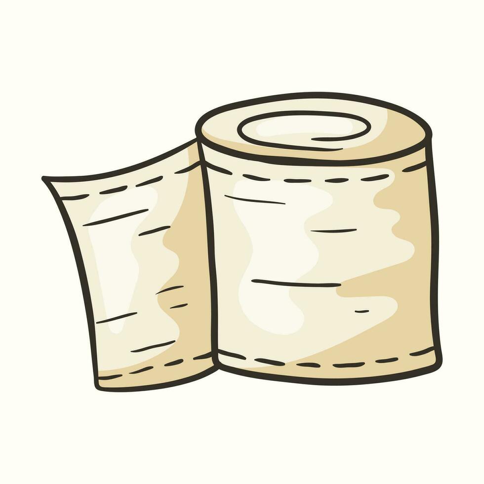 Vector isolated doodle illustration of toilet paper roll.